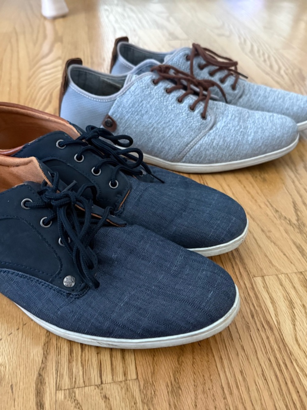 Men's Navy Canvas Lace-Up Sneakers with Contrast Trim